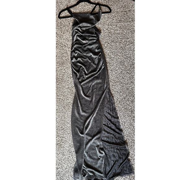 🖤 BCX Metallic Silver Gunmetal Cowl Back Maxi Gown | XS | NEW with TAGS - Picture 4 of 8